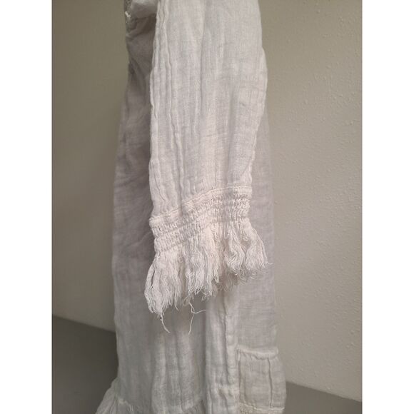 Romantic Boho 100% Cotton White Mini Dress Swim Cover Up Resort Vacation MEDIUM‎ - Picture 6 of 10